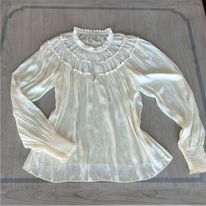NWOT Ramy Brook Cream Ruffled Blouse